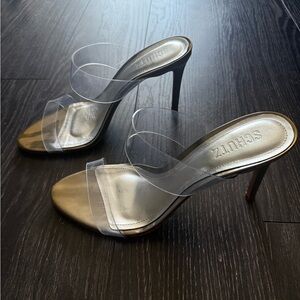 Schutz Women's Gold Ariella Heeled Sandals 8.5